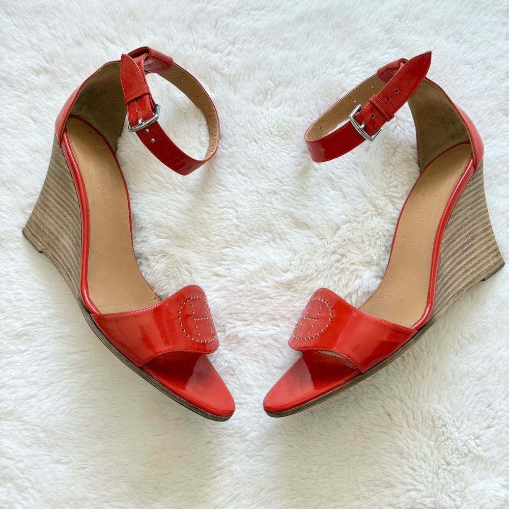 HERMES women patent leather platform sandals size 38 EU Authentic Retail 1100$